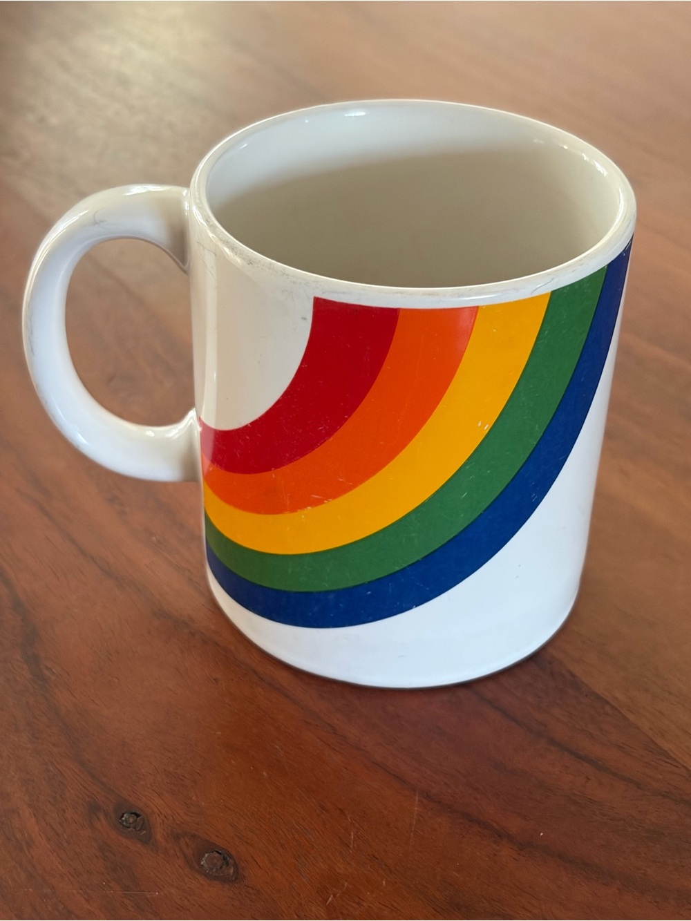 White Rainbow Stripe Ceramic Coffee Mug